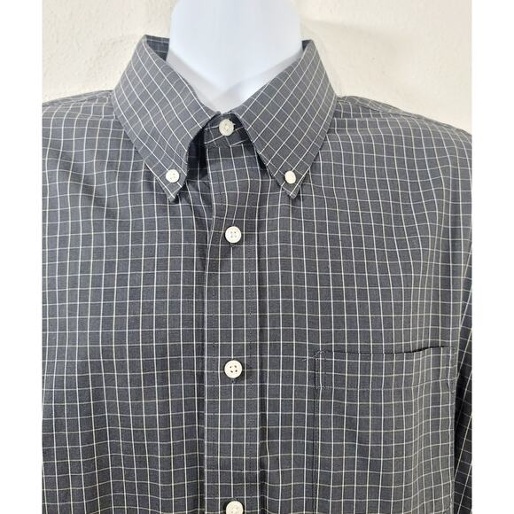 Arrow Gray Check Button Down Collar Button Up Shirt XL 17 17.5 Lightweight Soft - Picture 5 of 7